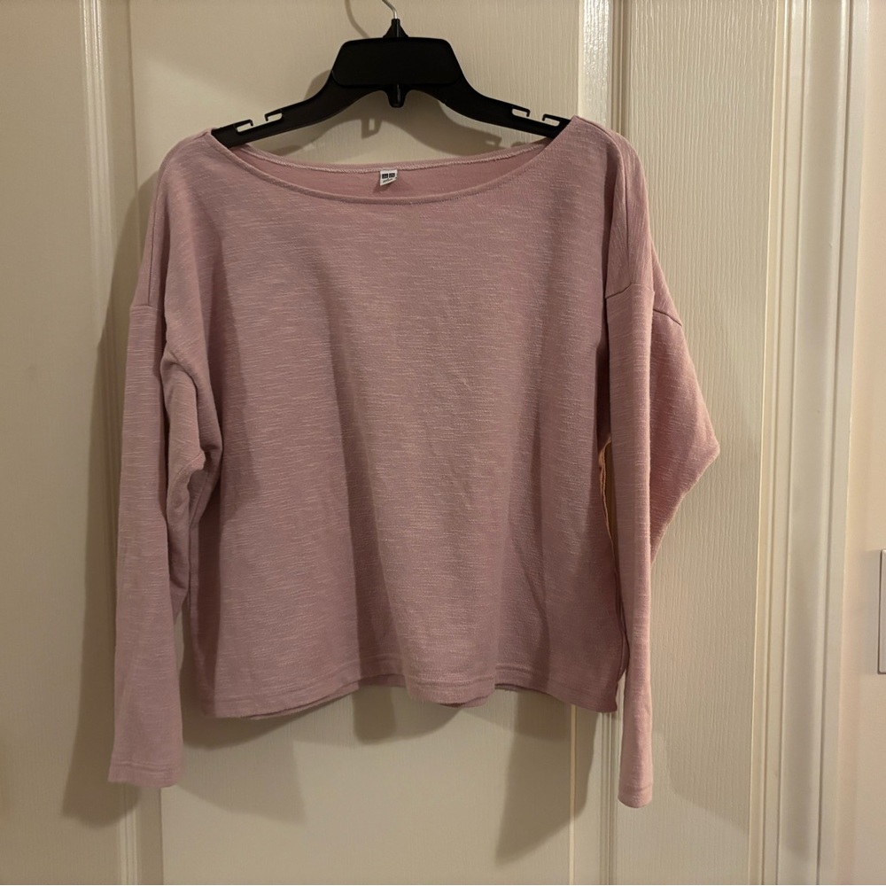 Uniqlo sz S Mauve Pink Dusty Rose Long Sleeve Top boxy loungewear athleisure
